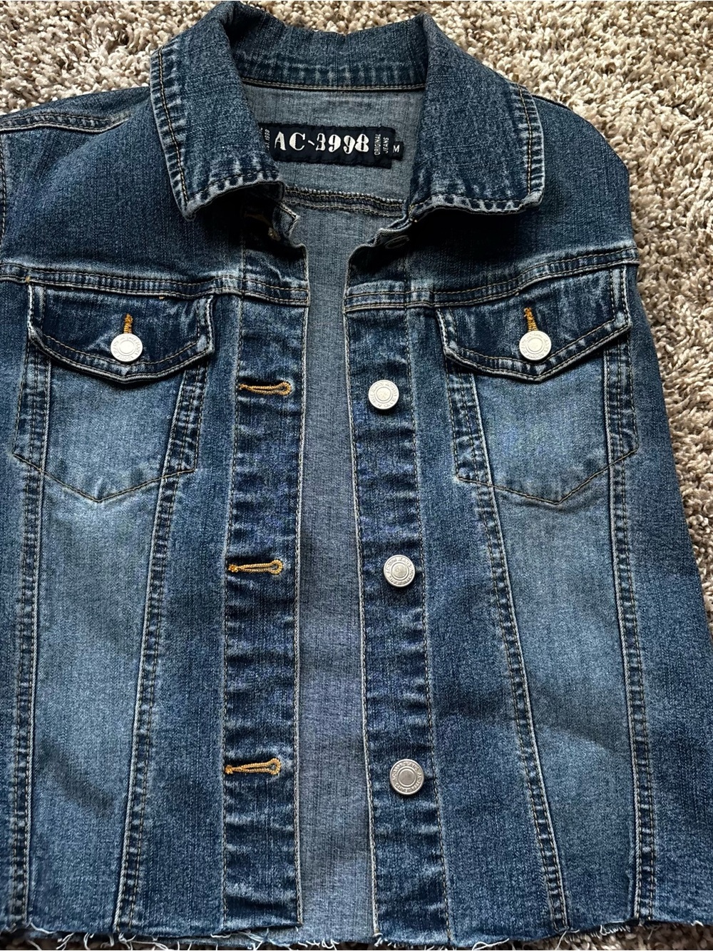 Women's Blue Denim Camisole Top SC 3998 vintage jean jacket M